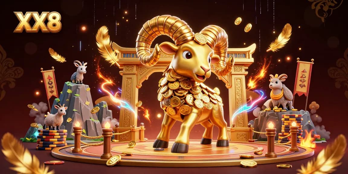 Experience thrilling betting with XX8, featuring a golden ram and dynamic elements of excitement.