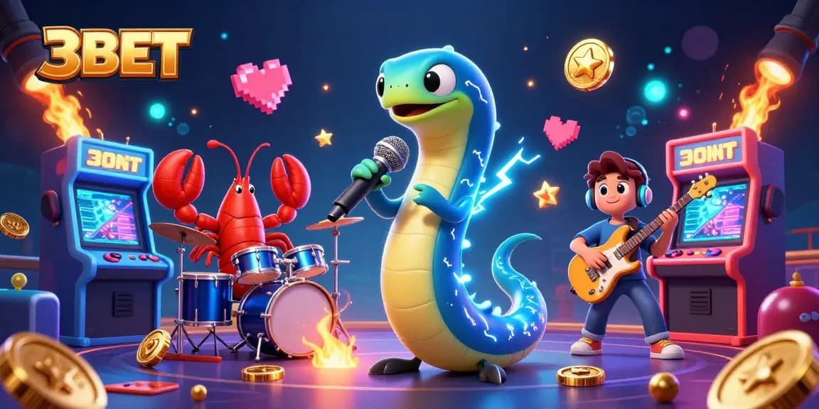 Experience the electrifying 3BET live show with a DJ electric eel performing at an underwater casino.