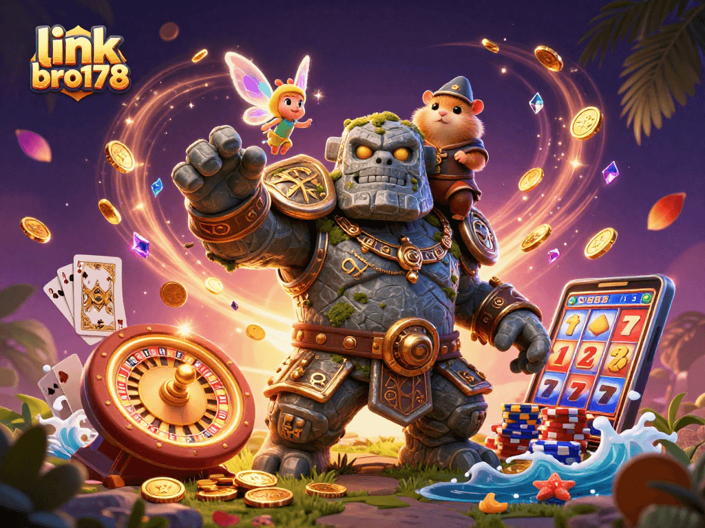Rasakan keseruan bermain slot dengan link bro178, golem, peri, dan hamster menjaga kemenangan!
