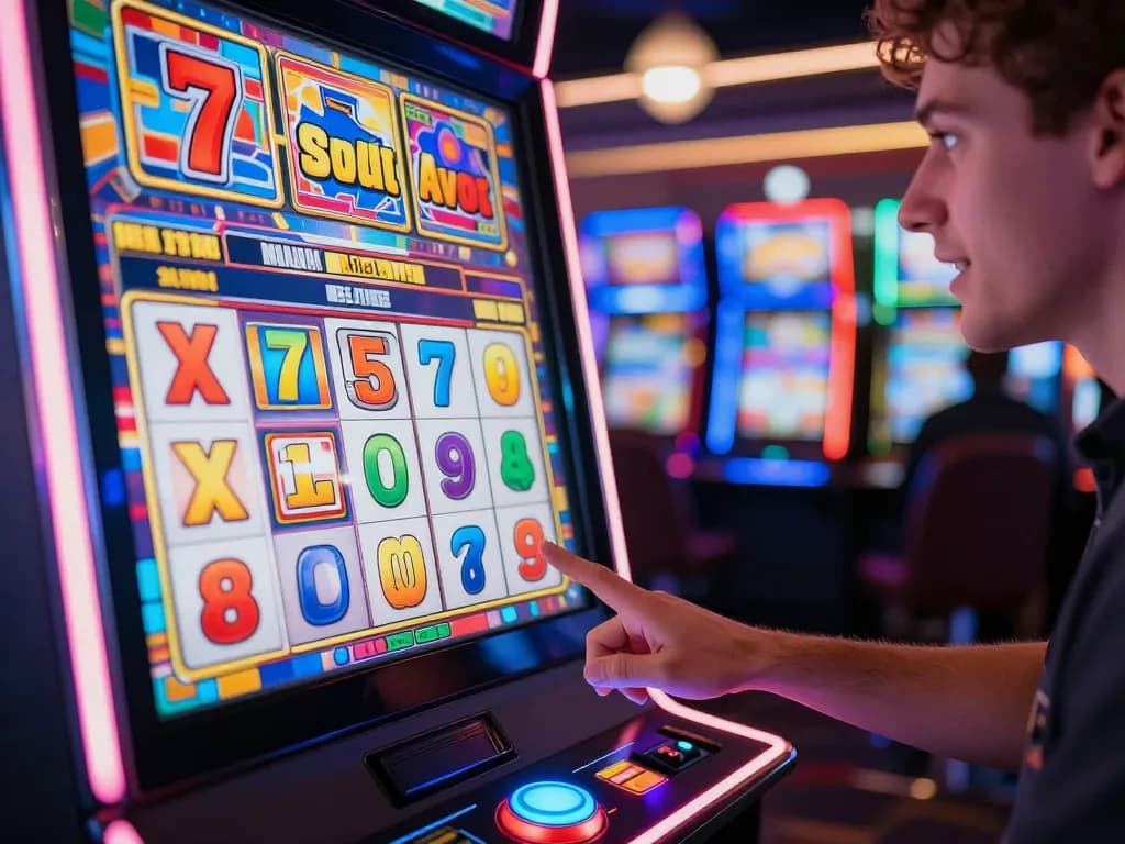 Player ready to spin a slot machine for a chance at big wins.
