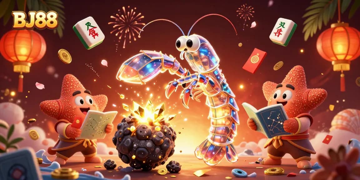 Experience fast-paced action at BJ88 with a galactic samurai shrimp conquering asteroids and treasures.
