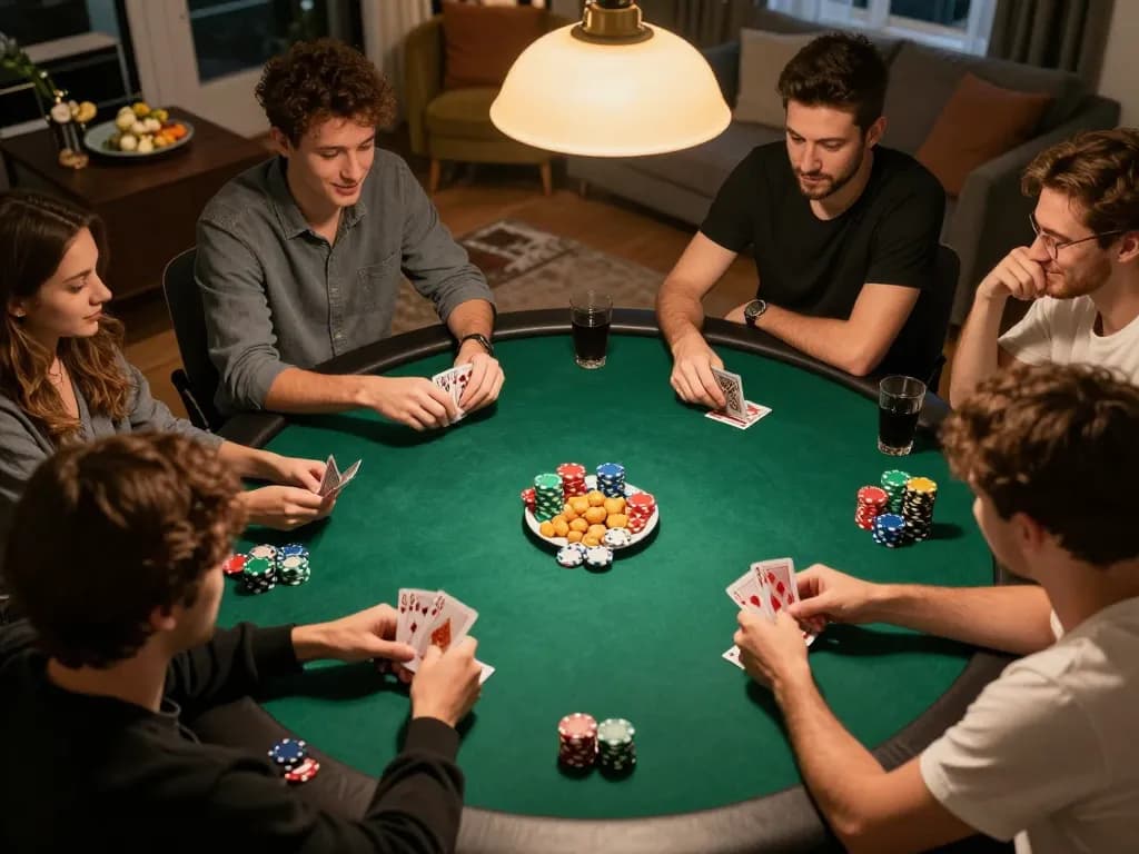 TR88 players enjoying an engaging poker night with chips and cards, fostering strategic gameplay