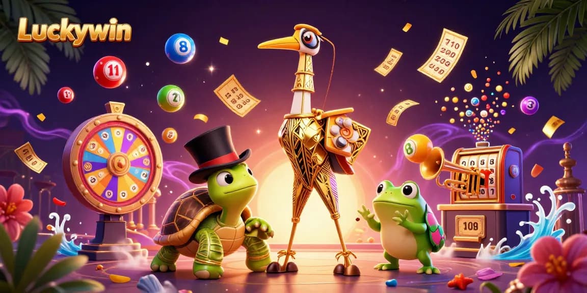 Join Luckywin in a vibrant bingo party with colorful lottery balls and exciting prizes!