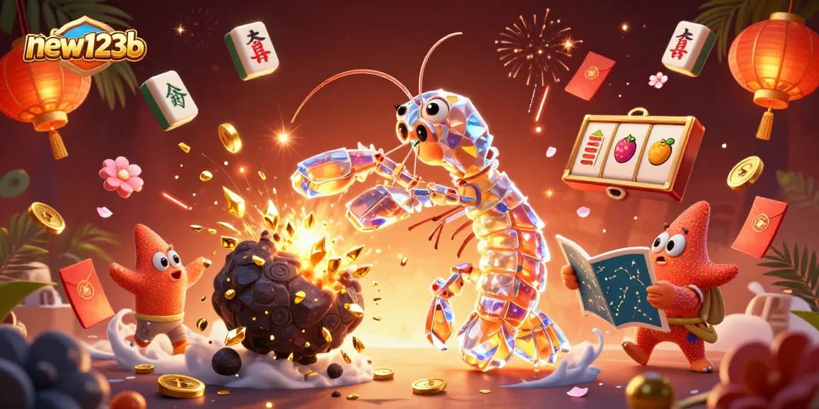 Experience thrilling slots and jackpots with new123b's vibrant gaming universe featuring 3D cartoon characters.