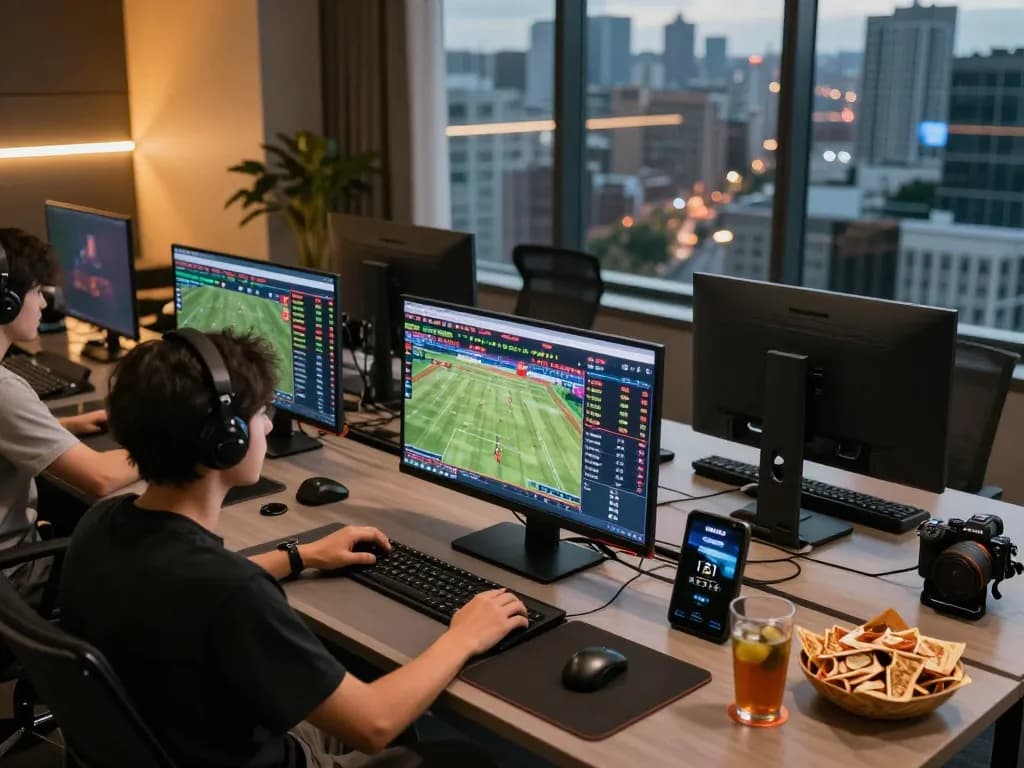 Person using 777vip online sports betting interface on multiple screens with live odds