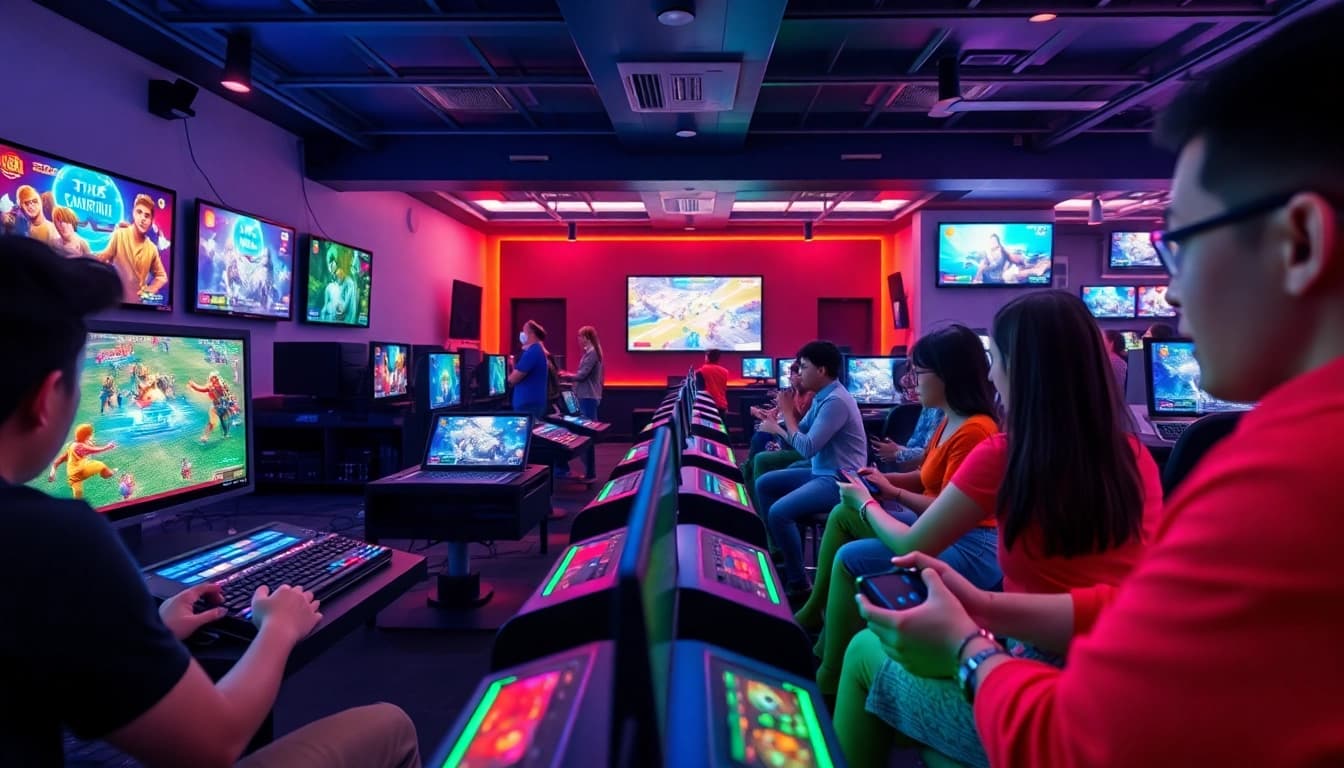 Engaging gaming experience at Hitclub with players and vibrant interfaces