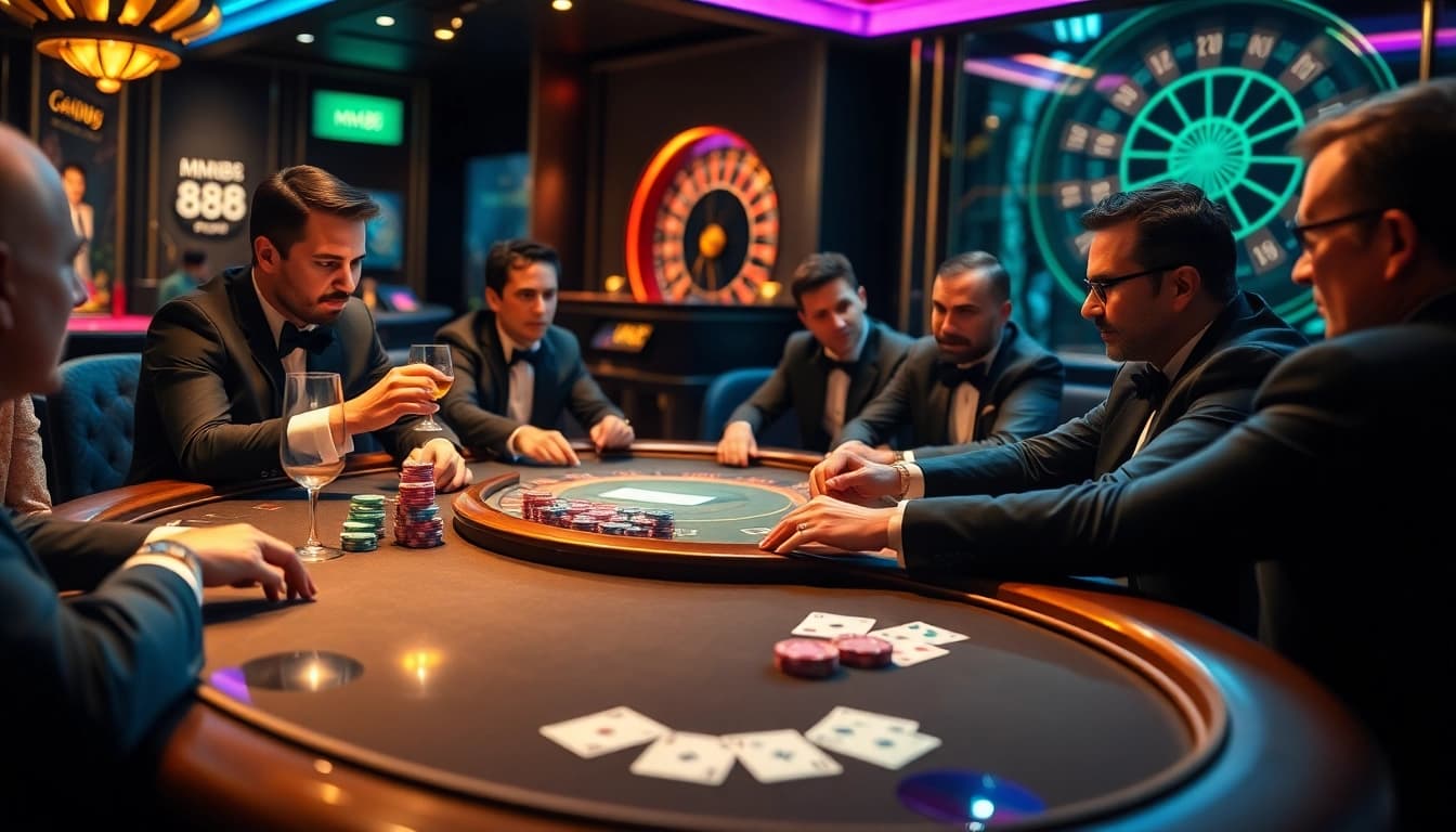 Experience thrilling gameplay at mm88's high-stakes poker table, where fortunes are won.