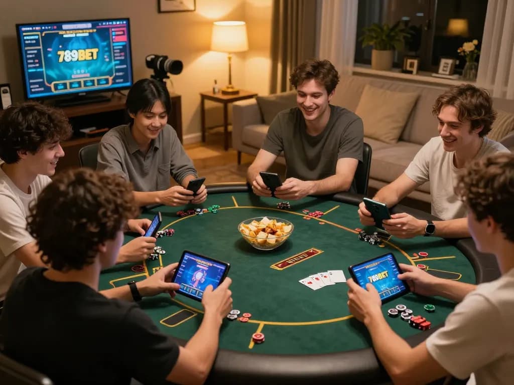 Players enjoying a poker game on 789BET platform, showcasing social online gaming dynamics.
