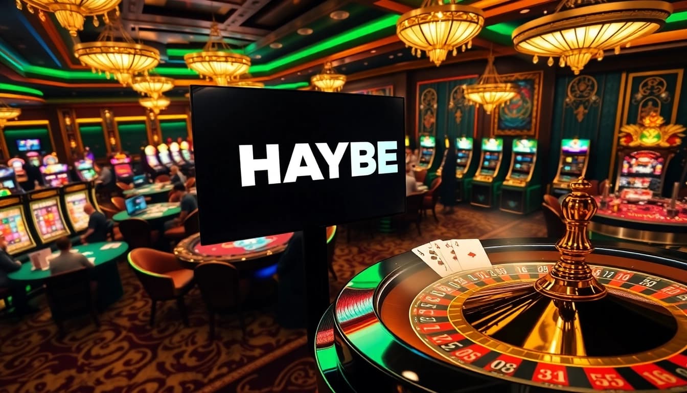 Players enjoying a thrilling moment at HAYBET casino with vibrant gaming activities and luxurious ambiance.