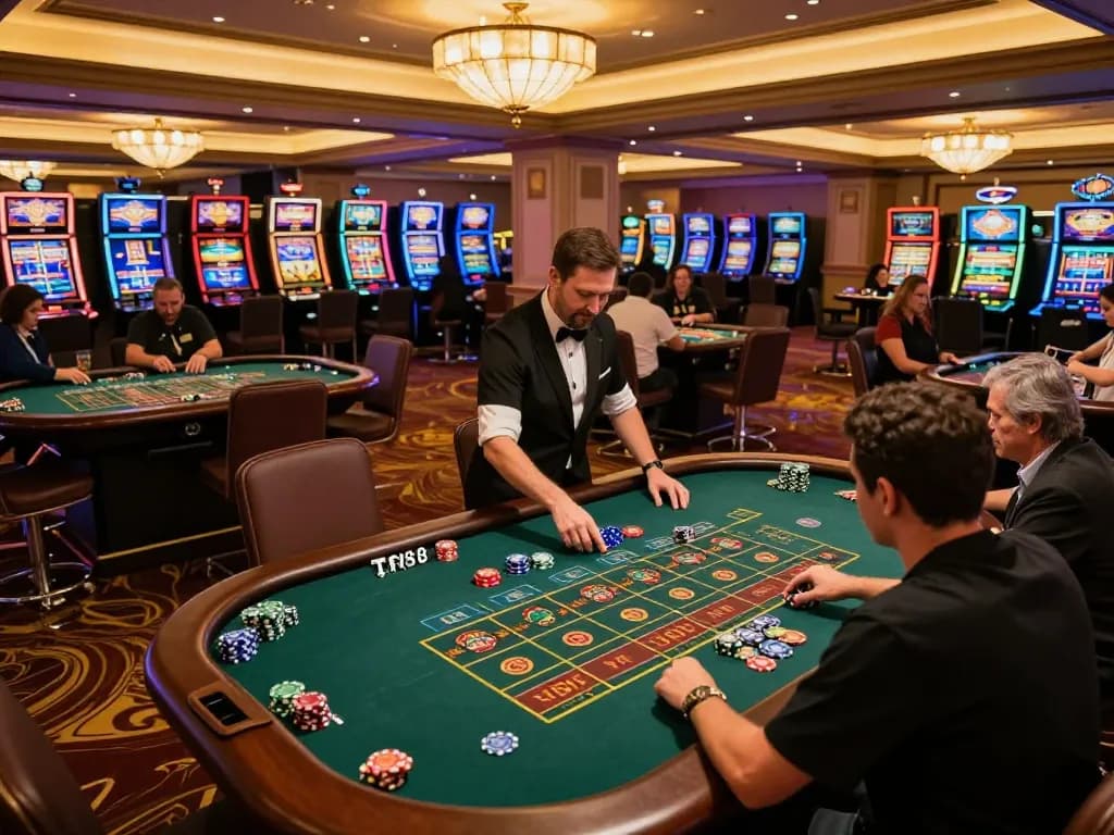 Players enjoying roulette games at TR88 casino with vibrant chips and elegant decor.