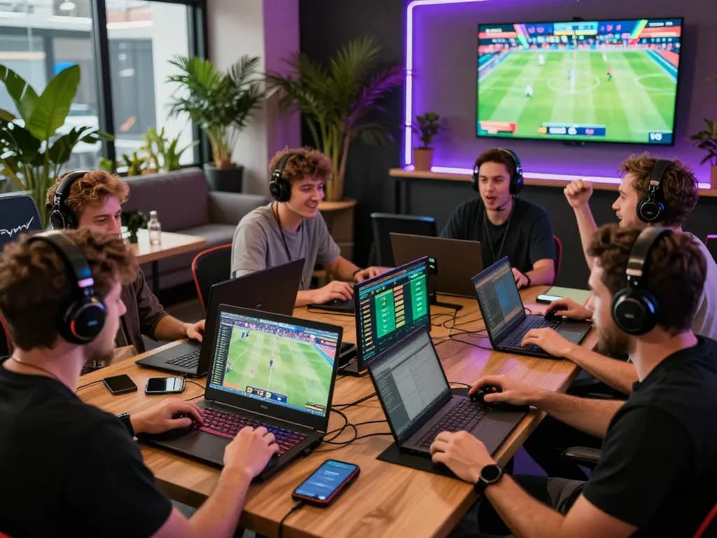 Live sports betting with au88 platform, vibrant environment with diverse players and engaging atmosphere.