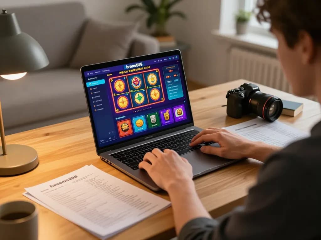 bromo888 user immersed in thrilling online gaming session showcasing vibrant gameplay and strategy notes.