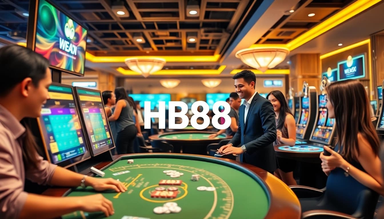 Exciting HB88 online casino atmosphere with diverse players and games.
