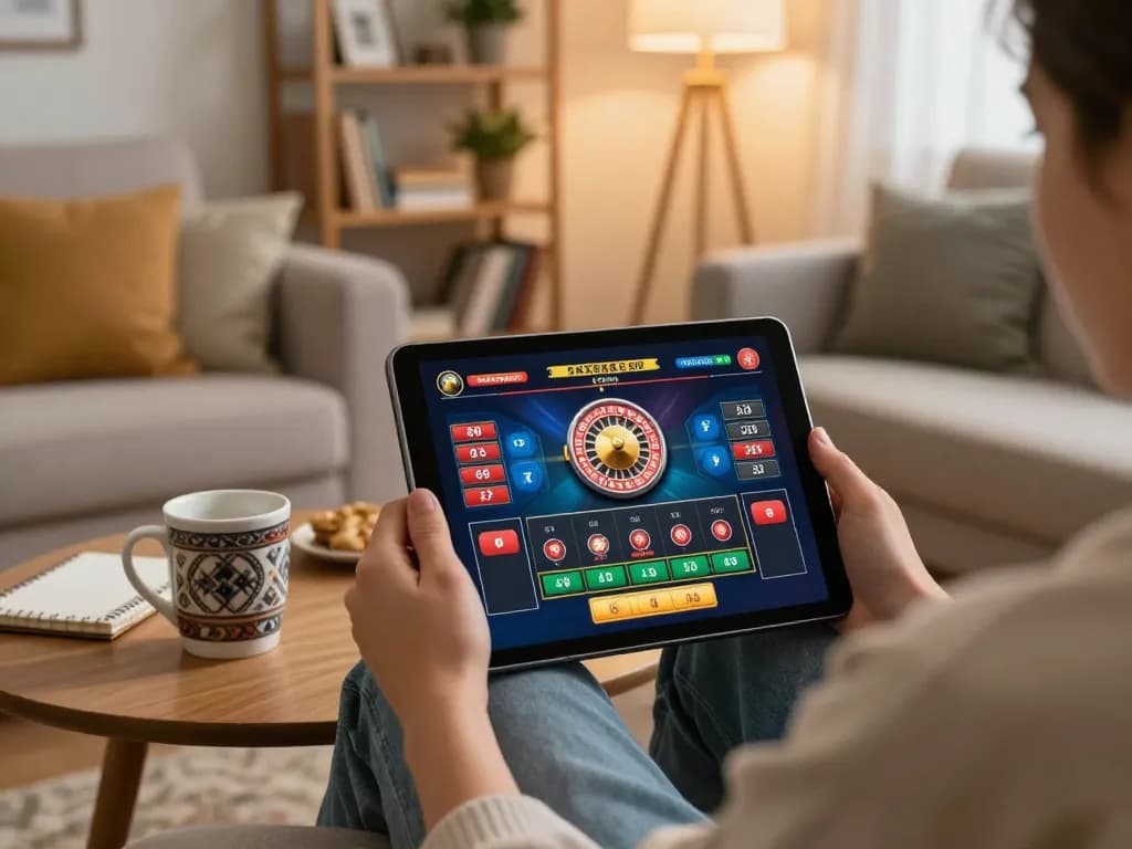 Engaging online gaming with bem88 on tablet, showcasing roulette gameplay and strategic betting.
