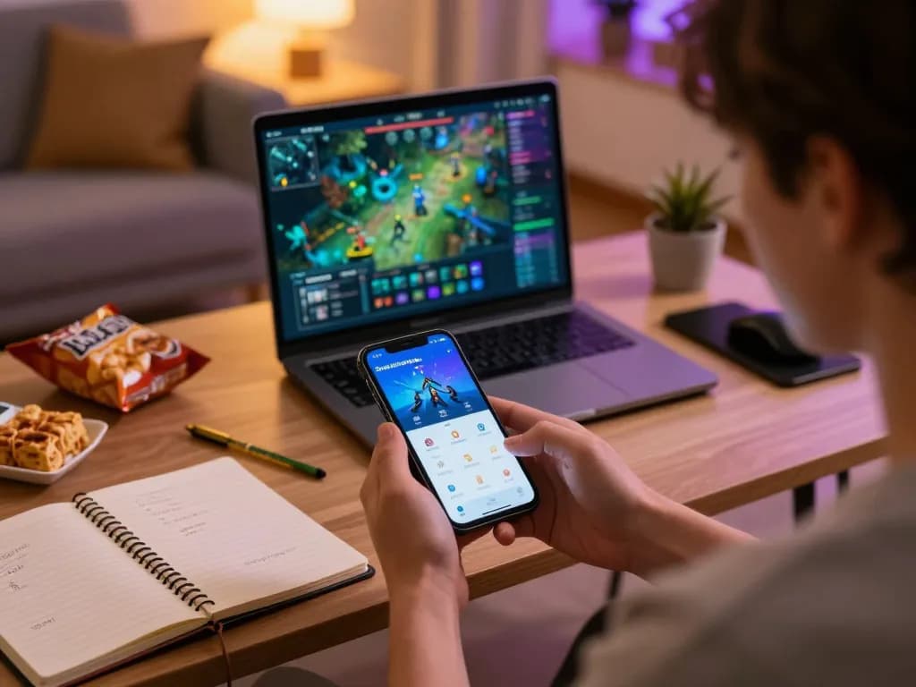 Player enjoying Sunwin's online gaming on a smartphone with strategic notes nearby