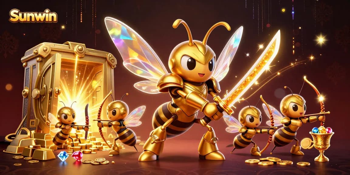 Win big with Sunwin's immersive gaming experience among golden treasures and vibrant characters.
