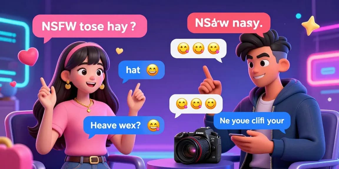 Engaging NSFW AI chat scene with animated characters enjoying an interactive digital conversation.