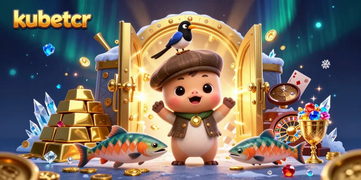 Engage with kubetcr's casino excitement through vibrant 3D illustration of Nessie and magical gaming elements.