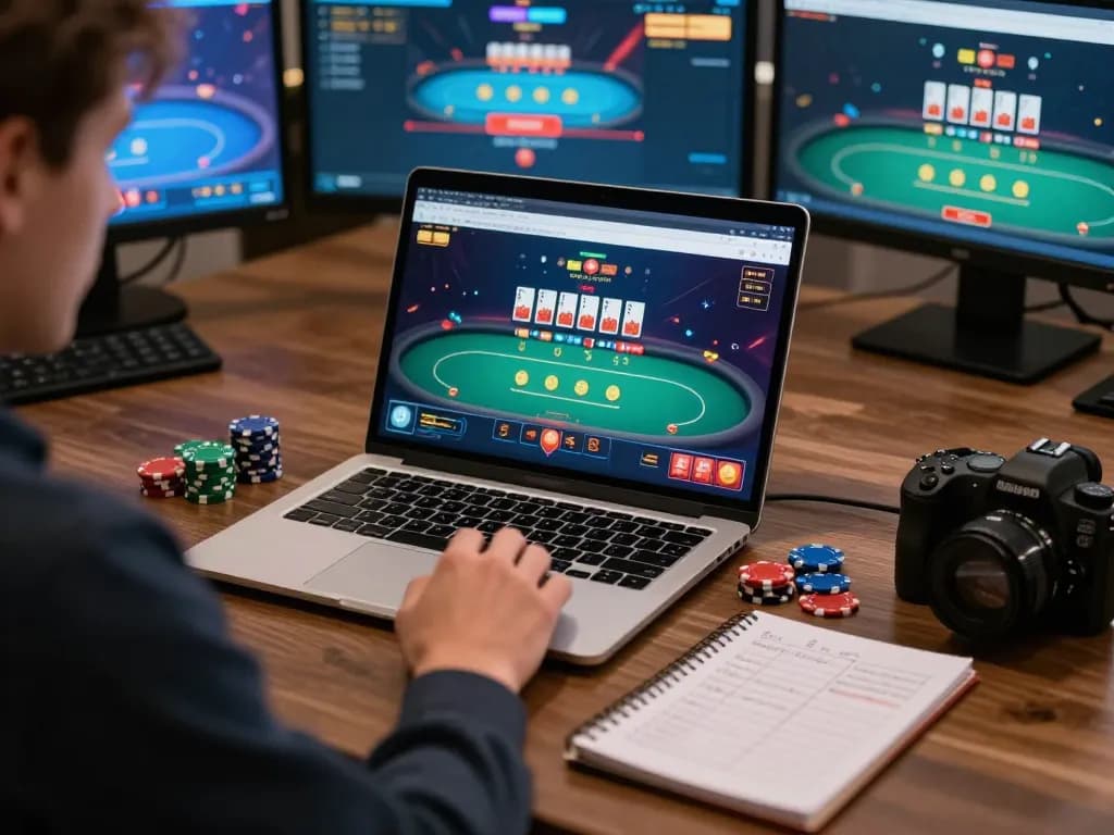 Experience winning strategies on aman788's online gaming platform with a stylish at-home setup.