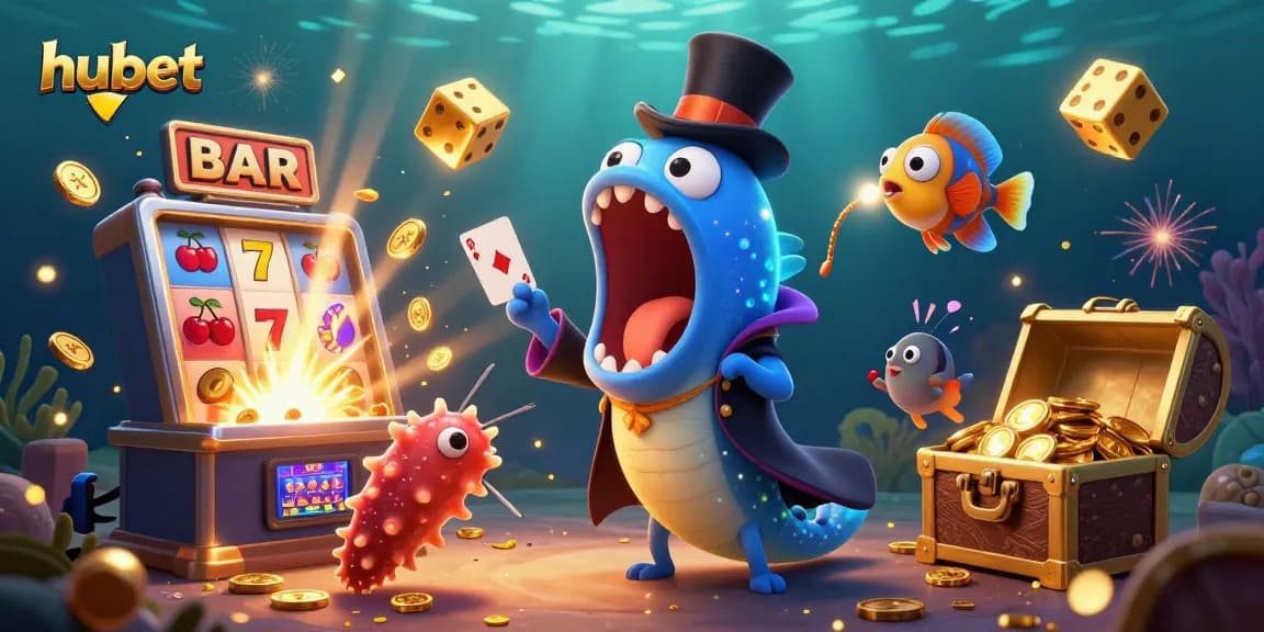 Experience excitement at hubet with a magical underwater casino scene featuring unique characters and engaging gambling elements.