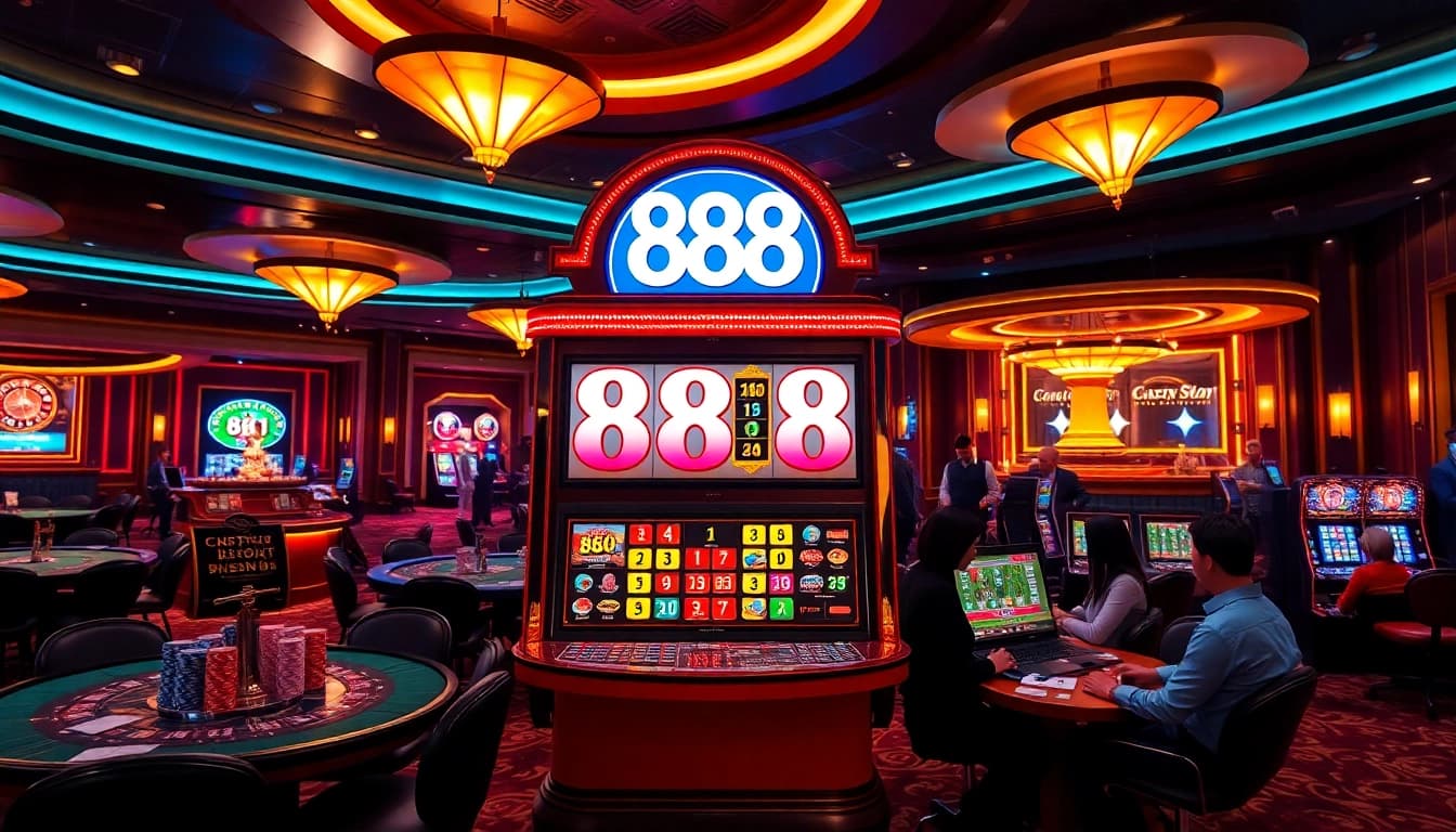 Mainkan permainan slot yang menarik di 888slot dengan visual yang memukau dari suasana kasino.