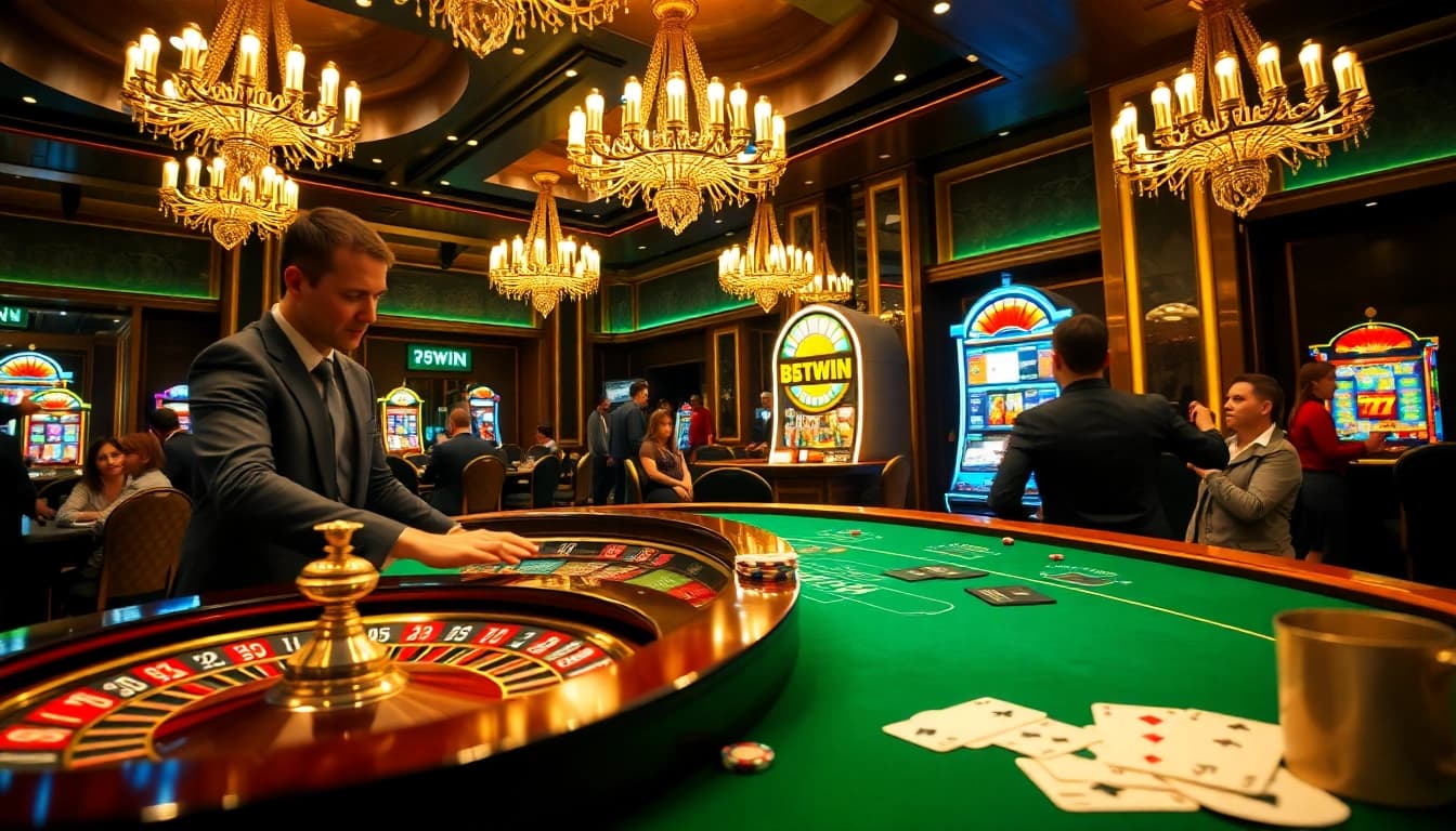 Experience high-stakes excitement and winning gameplay with 78WIN at a luxurious casino scene.