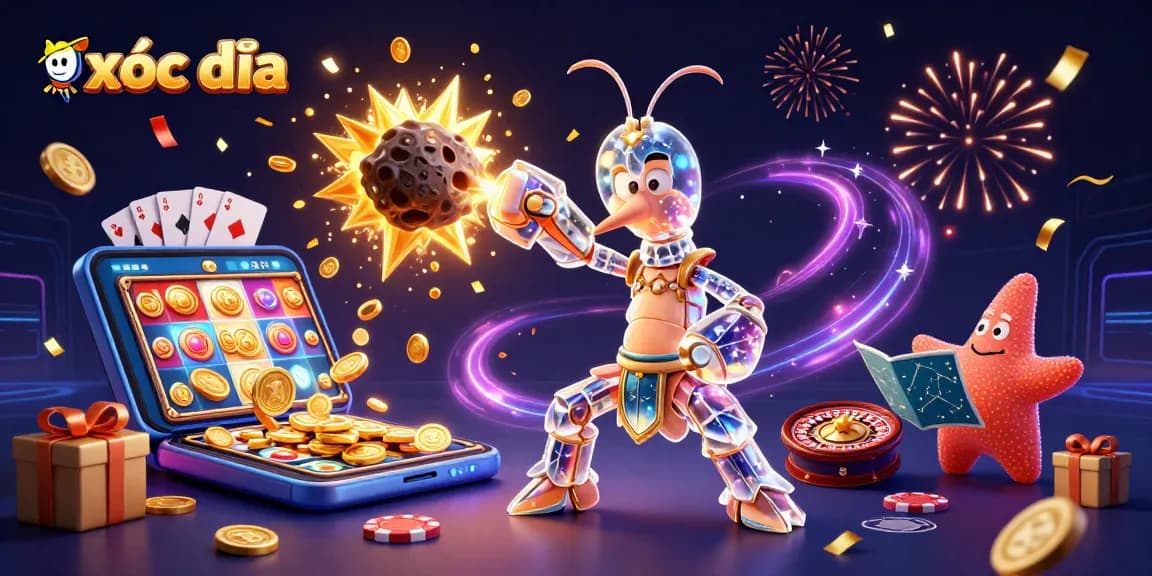 Experience the excitement of xóc đĩa in a vibrant 3D scene with a mantis shrimp and starfish.