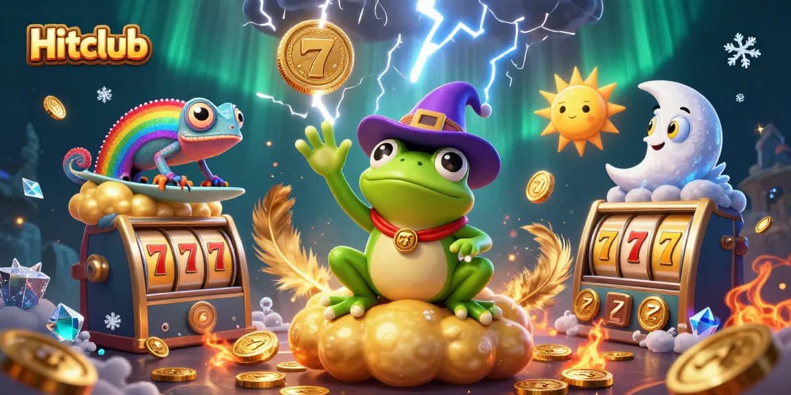 Experience thrilling wins with Hitclub in this vibrant 3D illustration showcasing golden coins raining down.