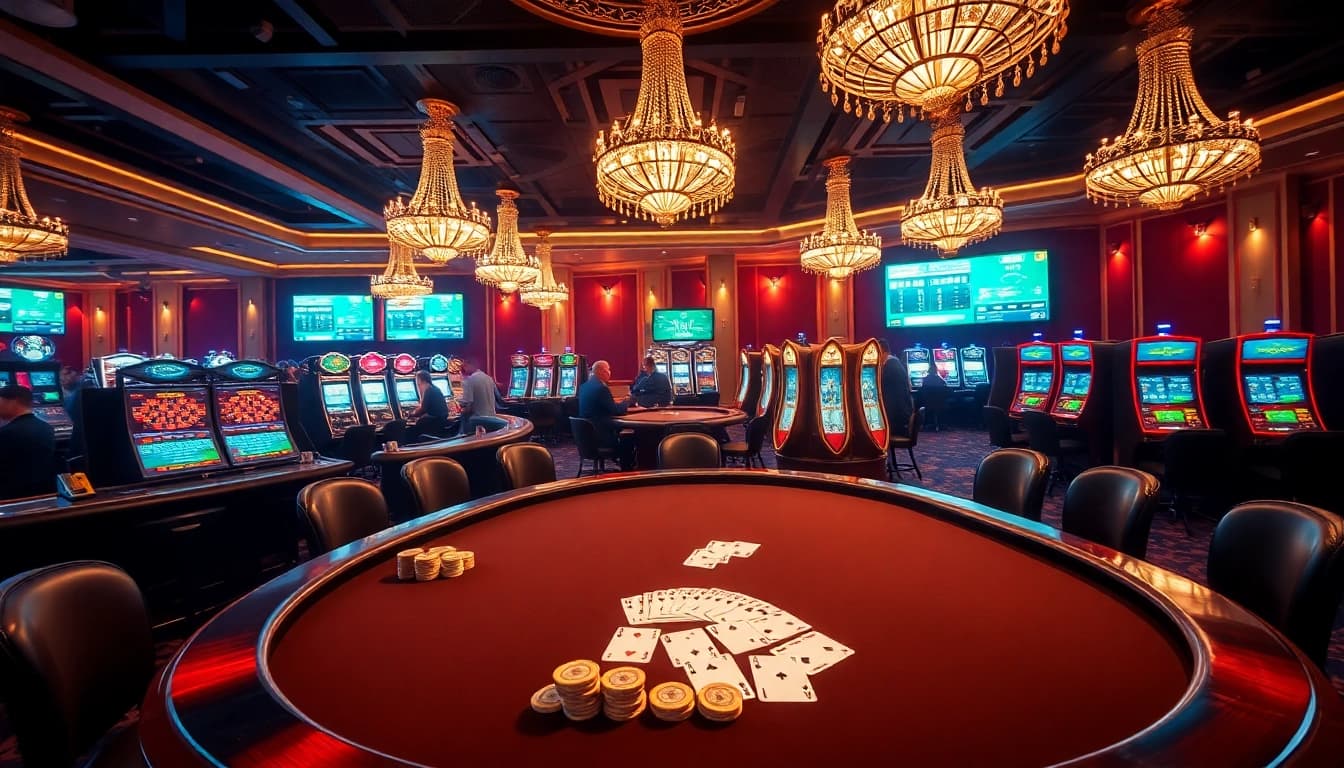 Players strategizing at a poker table in a luxurious casino environment at 68win.