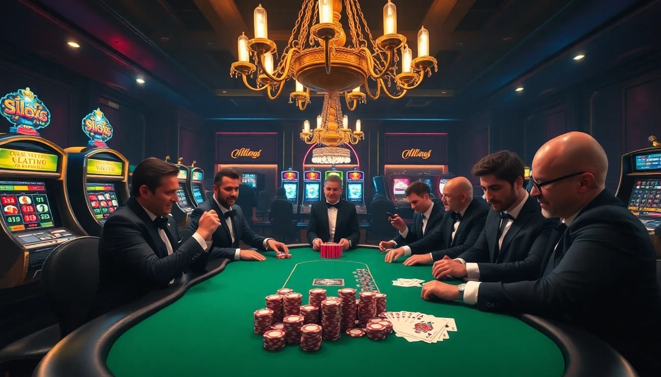 Players enjoying a game of poker at 88aa casino, showcasing vibrant colors and exciting gambling atmosphere.