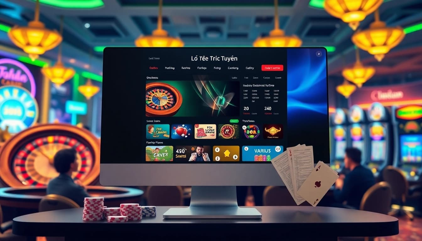 Experience Lô Đề Trực Tuyến with professionals analyzing strategies at a vibrant online casino.