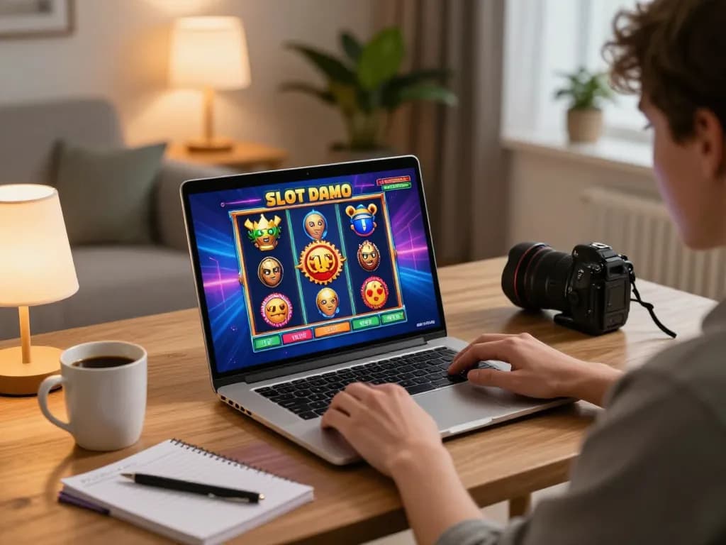 Engaging Slot Demo experience during an online gaming session at home with vibrant visuals.