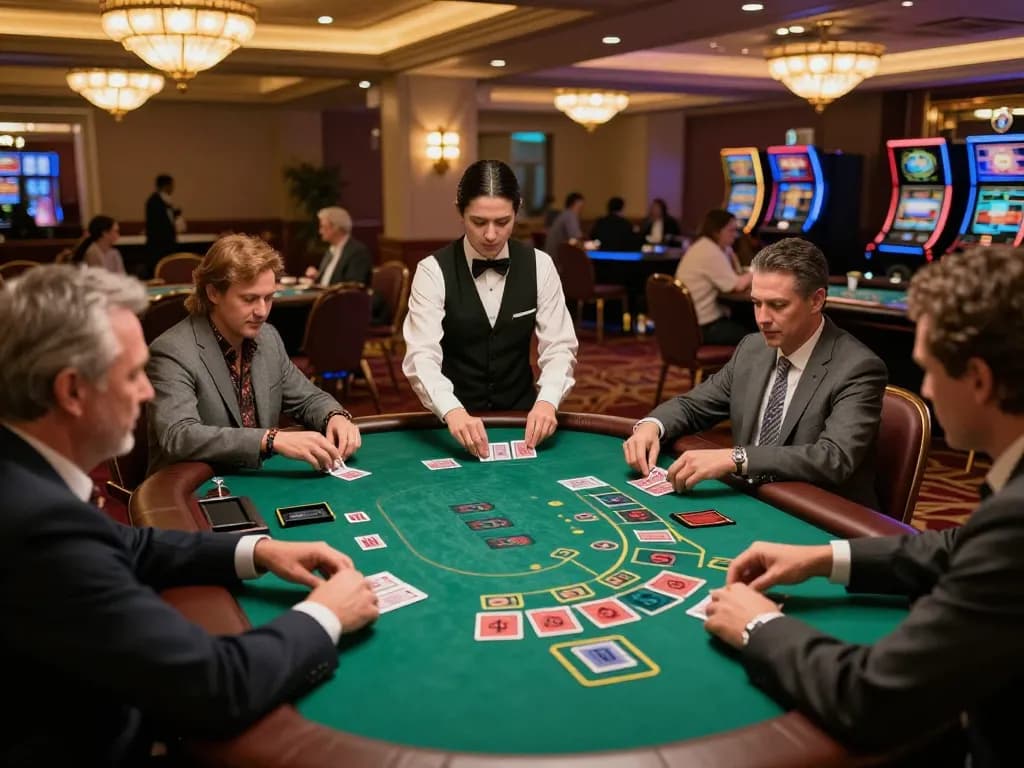 PLANET88 blackjack table action with players strategizing bets under luxurious casino ambiance