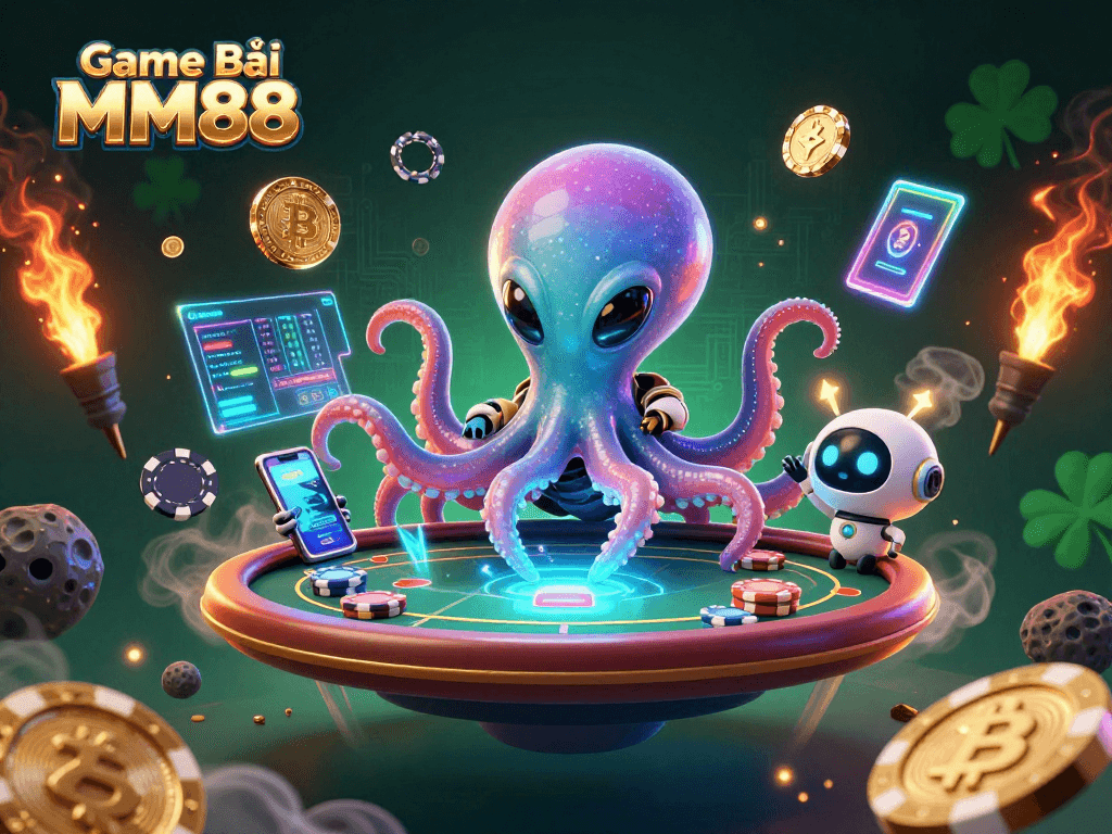 Experience Game Bài MM88 with vibrant alien poker scene featuring exciting cosmic elements.