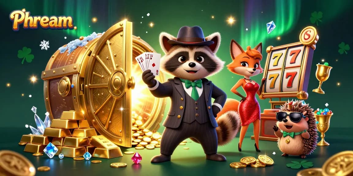 Experience Phdream's vibrant casino scene filled with action as characters celebrate winning hands and jackpots.