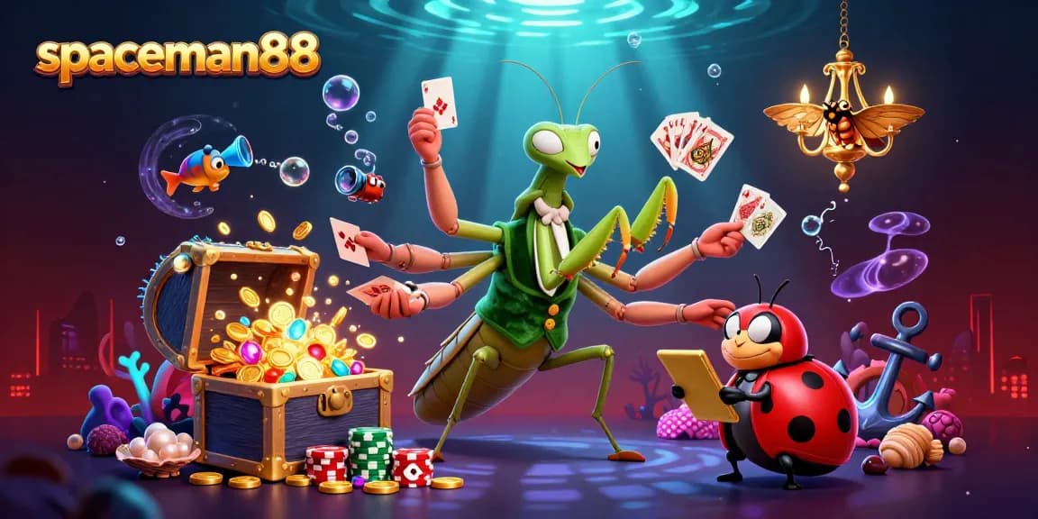 Experience thrilling action with spaceman88 as the card sharp and pit boss navigate a vibrant casino scene.