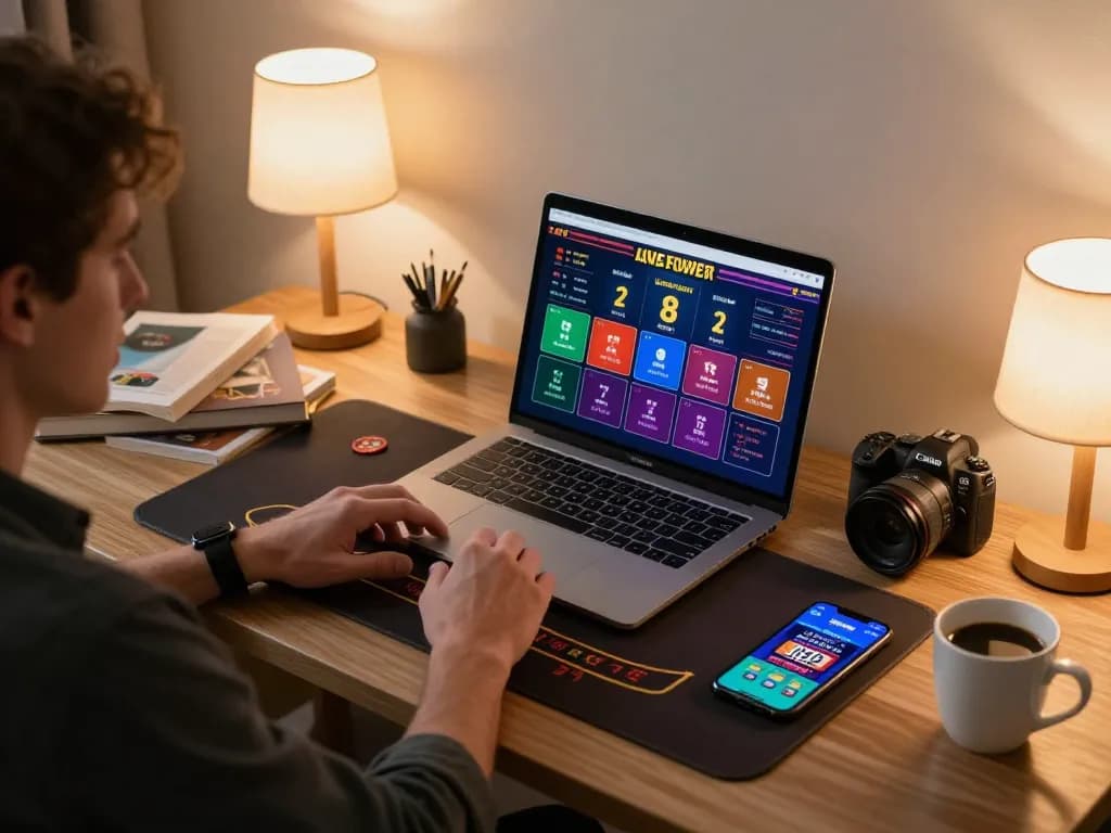Player enjoying n188 live dealer blackjack on laptop in cozy home setup