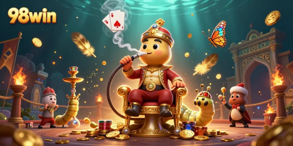 Experience 98win's vibrant gaming landscape with a dramatic, elaborate casino scene.