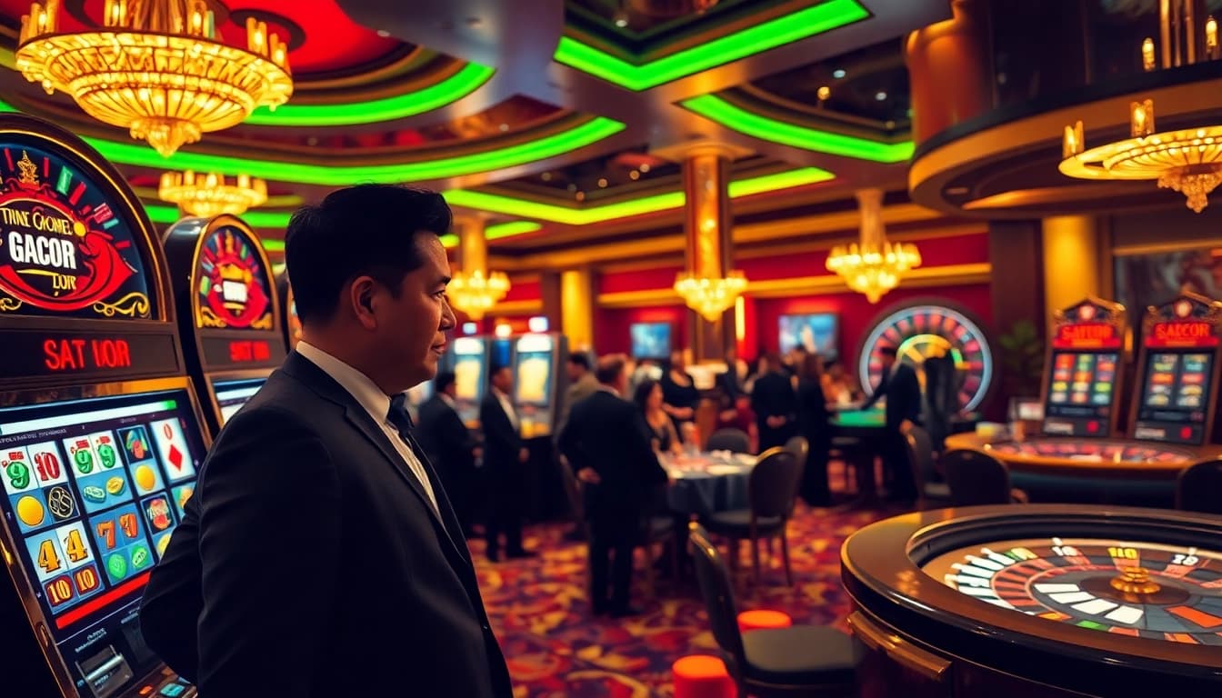 Experience thrill at the slot gacor machines in a luxurious casino setting.