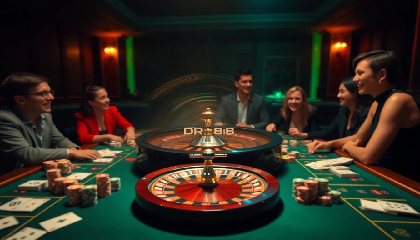 Experience the thrill of dr88 as players engage in vibrant roulette and poker games.