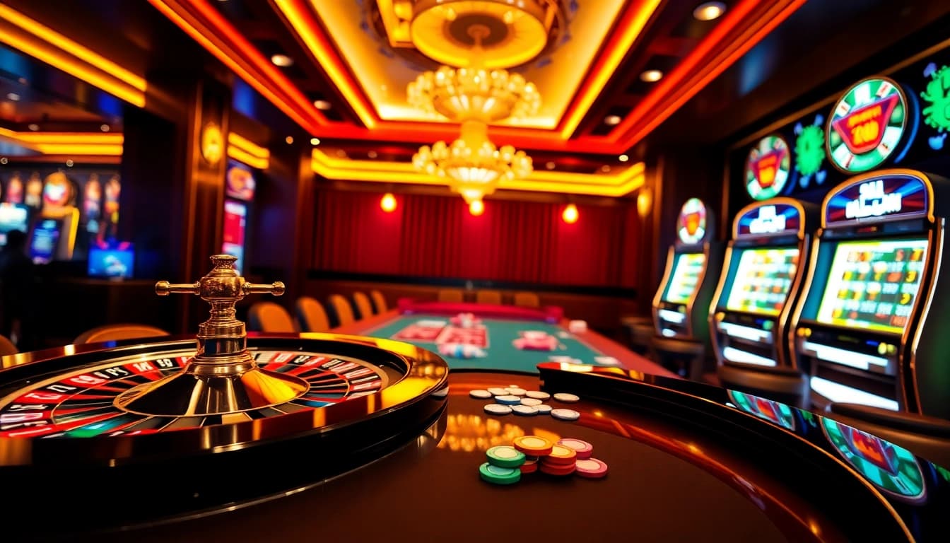 Lauthaitv enhances thrilling gambling experiences at glamorous casino tables with poker chips.