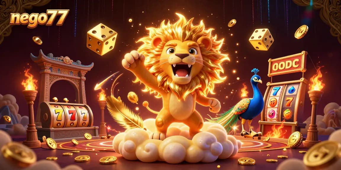 Engage with nego77's exciting gaming experience, featuring lively characters and vibrant casino elements.