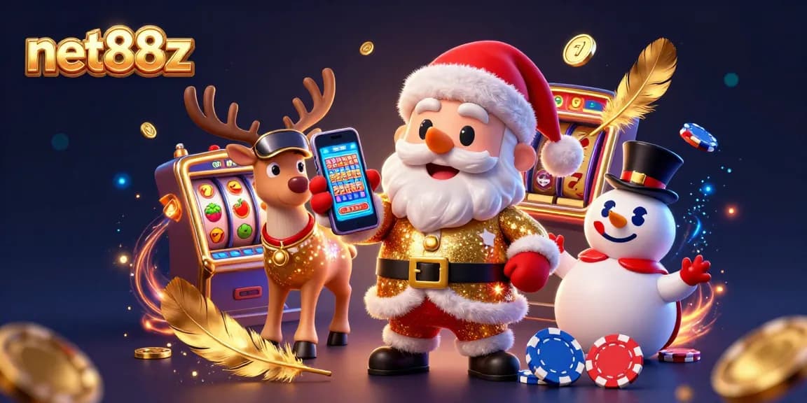 Engage with net88z's festive jackpot slots as Santa celebrates with his reindeer and snowman!