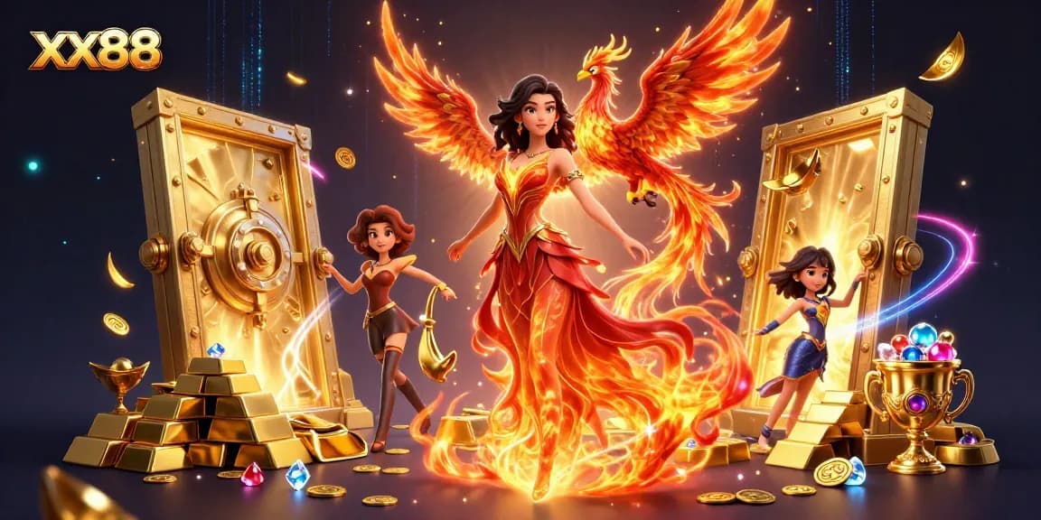 Experience thrilling gameplay at xx88, featuring an enchanting scene of vibrant casino elements and magic.