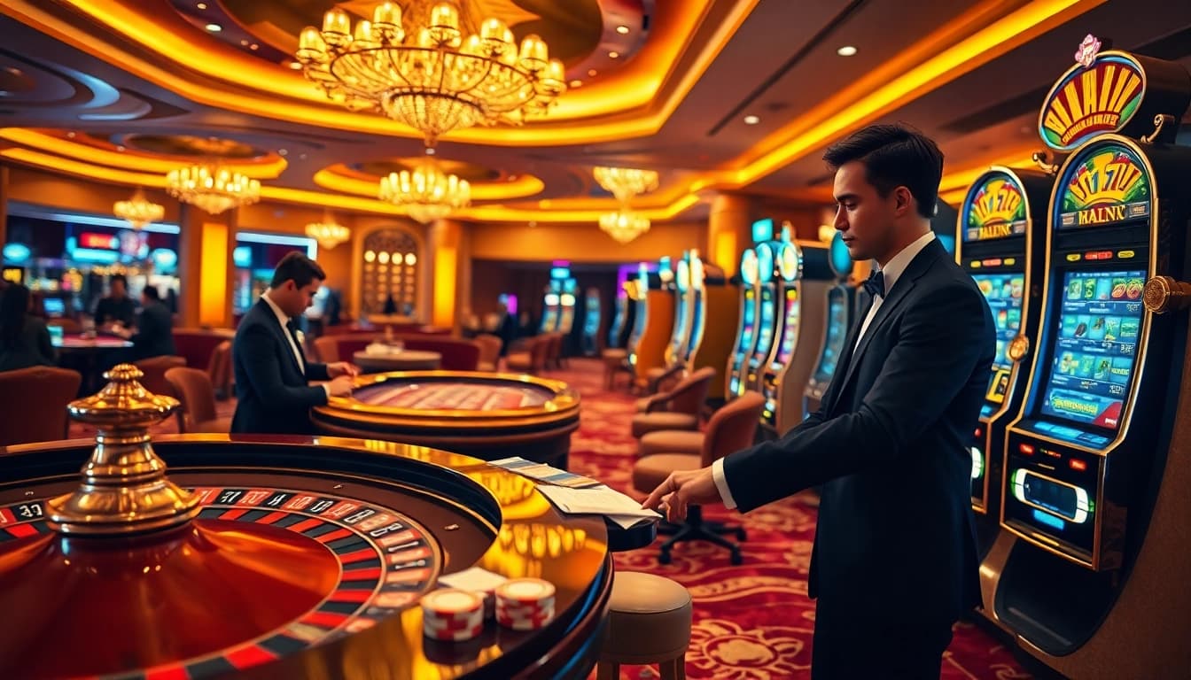 Exciting casino atmosphere featuring players engaging in games at 8kbet đăng nhập.