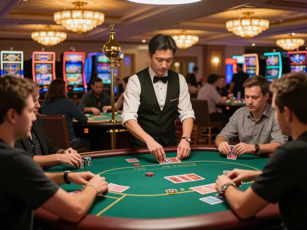 Players enjoying poker at 789F casino with vibrant atmosphere and engaging gameplay.
