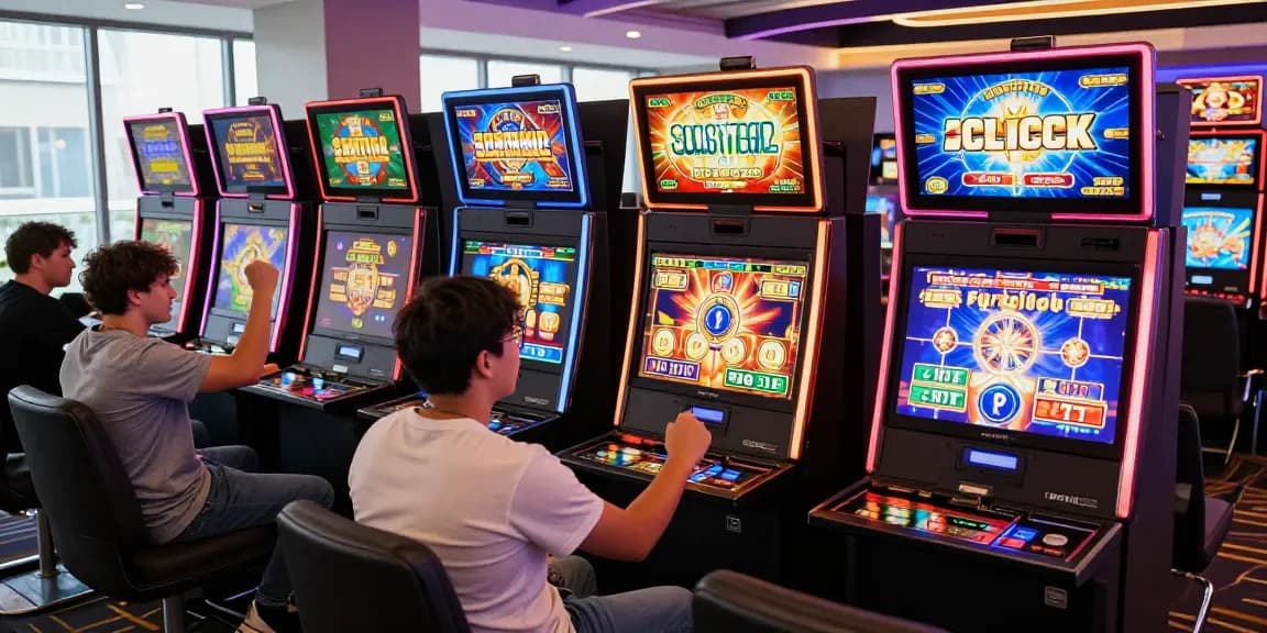 Slot 2026: Pemain bersenang-senang di mesin slot modern di kasino online.