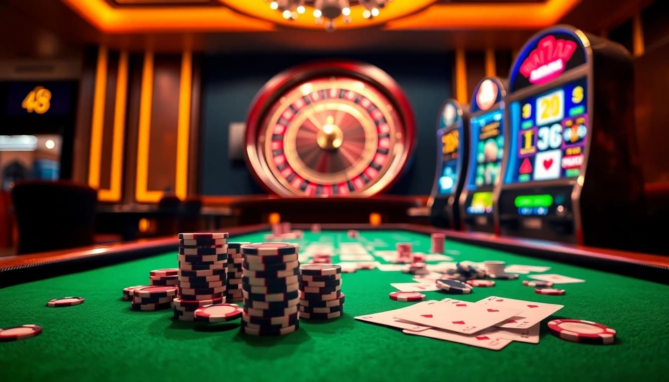 Experience high-stakes excitement at MN88 com with luxury casino tables and vibrant games.