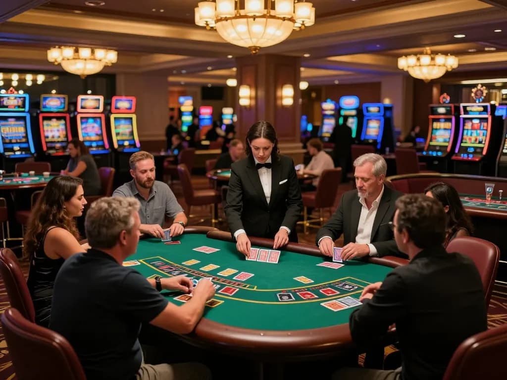 Players enjoying blackjack action at Go88 in a luxury casino environment with vibrant atmosphere.