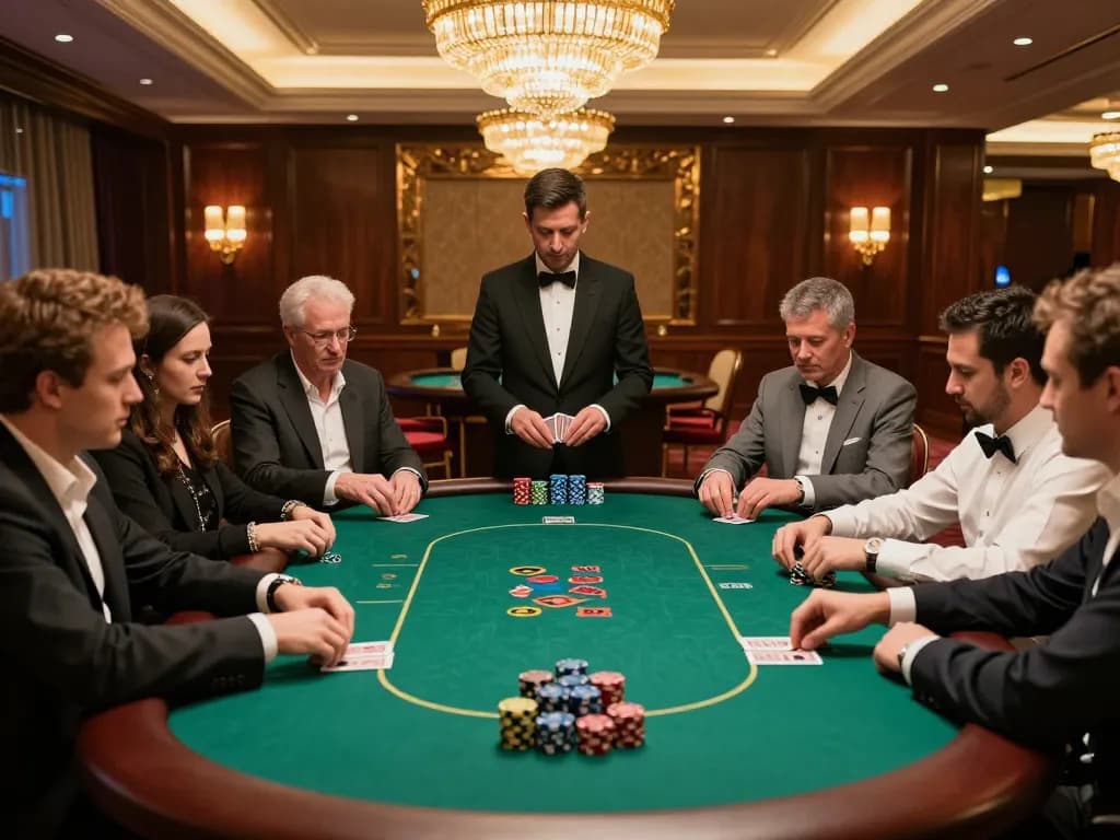 Players engage intensely in a poker game at vipwin, showcasing high stakes and strategic moves.